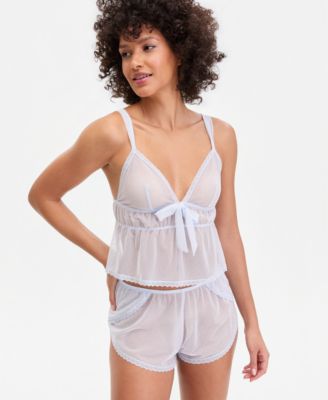 Женский комплект из майки и шорт в горошек из сетчатой ткани I.N.C International Concepts, эксклюзивный фиолетовый цвет Macy's