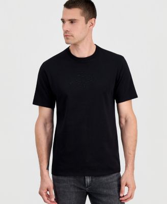 Мужская хлопковая футболка с круглым вырезом и вышитым логотипом KARL LAGERFELD PARIS, черная