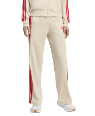 модные спортивные брюки adidas для женщин в 3 полосы коричнево-бежевого цвета
