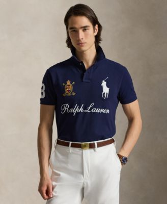 Мужская приталенная рубашка-поло Polo Ralph Lauren синего цвета, сшитая на заказ