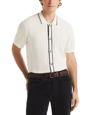 Мужской текстурированный свитер поло с открытой передней частью от Nautica