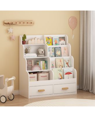 Детская книжная полка Streamdale Furniture с 2 выдвижными ящиками для хранения и органайзером для игрушек