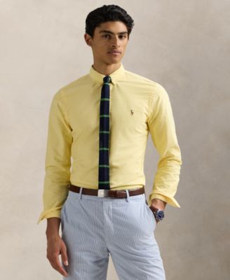 Мужская оксфордская рубашка Polo Ralph Lauren с длинным рукавом желтого цвета