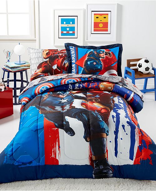 Disney Marvel S Captain America Civil War Twin 5 Pc Comforter Set Reviews Bed In A Bag Bed Bath Macy S