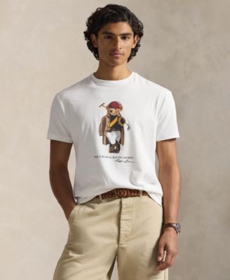 Мужская футболка Polo Ralph Lauren классического кроя из джерси Polo Bear белого цвета