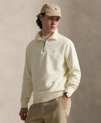 Мужская толстовка Polo Ralph Lauren с петлевой застежкой на четверть молнии цвета слоновой кости/кремовый