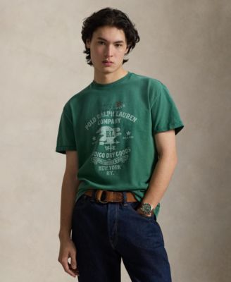 Мужская футболка Polo Ralph Lauren с круглым вырезом и графическим рисунком зеленого цвета