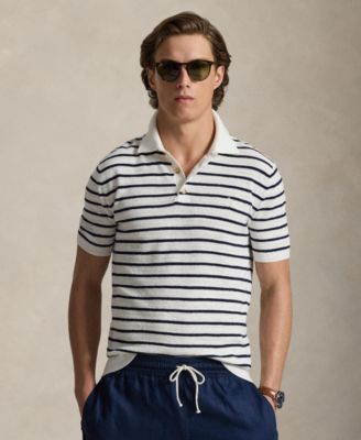 Мужской свитер поло Polo Ralph Lauren с коротким рукавом и воротником-стойкой белый