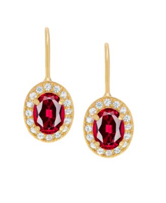 Серьги Macy's Halo с лабораторным рубином, красные
