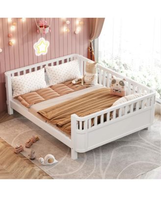 Полноразмерная деревянная кровать-платформа Streamdale Furniture с поручнями для детей