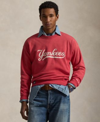 Мужская флисовая толстовка Polo Ralph Lauren с вышивкой Yankees красного цвета