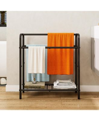 3-ярусная металлическая вешалка для полотенец RAINSKEN, Отдельно стоящий держатель для полотенец с сетчатой полкой, стеллаж для выставки товаров для спальни, ванной комнаты