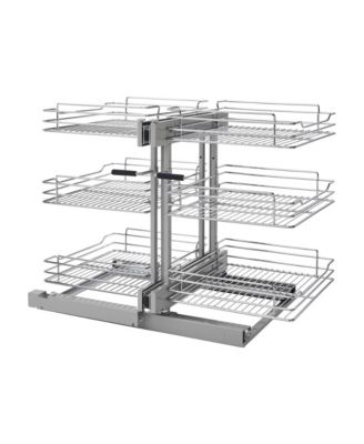 Выдвижной угловой шкаф-органайзер Rev-A-Shelf с трехъярусным механизмом плавного закрытия, 5PSP3-18SC-CR