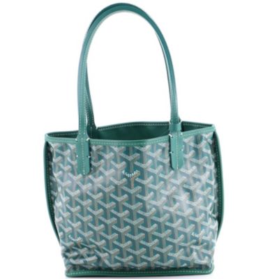Бывшая в употреблении реверсивная сумка Goyard Mini Anjou из холста с покрытием зеленого цвета