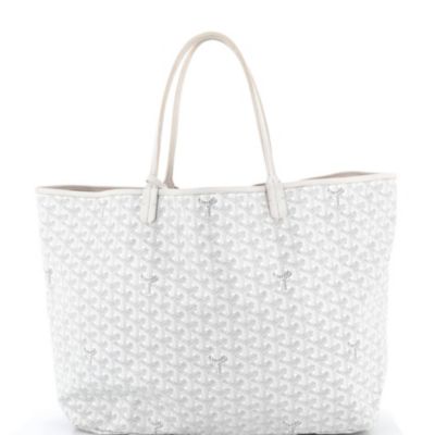 Подержанная сумка Goyard GM Saint Louis Tote из холста с покрытием белого цвета