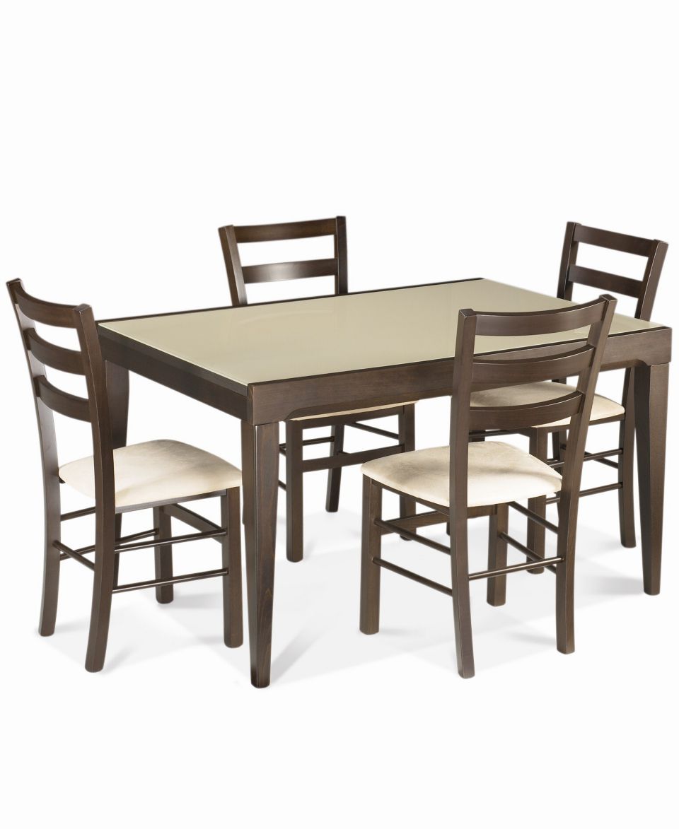 Café Latte 5 Piece Dining Set Dining Table and 4 Slatback Chairs