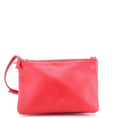 Бывшая в употреблении сумка Celine Small Trio через плечо из красной кожи
