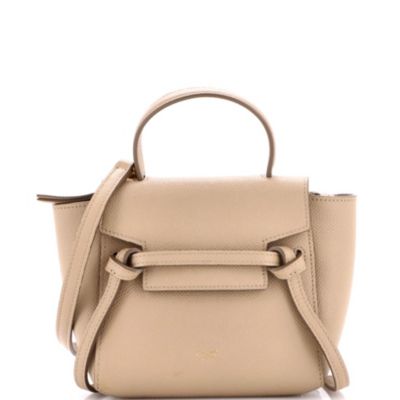 Бывшая в употреблении поясная сумка Celine Pico из текстурированной кожи коричневого/бежевого цвета