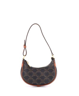 Бывшая в употреблении сумка Celine Mini Ava Triomphe из холщовой ткани с покрытием коричневого цвета