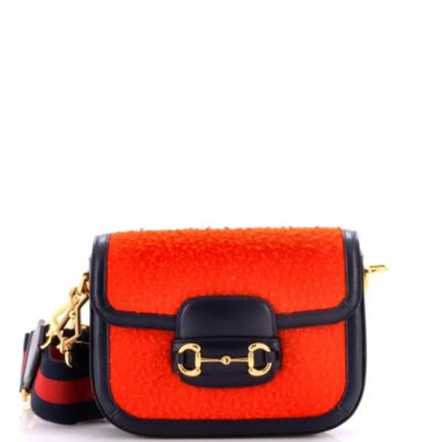 Бывшая в употреблении сумка Gucci Mini Horsebit 1955 года выпуска, шерстяная, красная