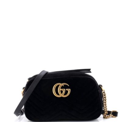 Бывшая в употреблении маленькая сумка через плечо Gucci GG Marmont Matelasse Velvet black