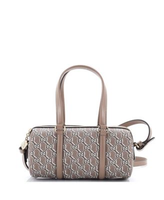 Бывшая в употреблении небольшая спортивная сумка Gucci с откидным верхом GG Shadow Coated Canvas коричневого цвета
