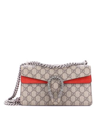 Бывшая в употреблении маленькая сумка Gucci Dionysus из холщовой ткани с покрытием GG, украшенная металлическими кристаллами красного цвета