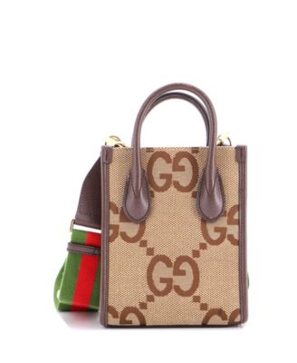 Бывшая в употреблении сумка Gucci Mini Vertical Tote Jumbo GG Canvas коричневого цвета