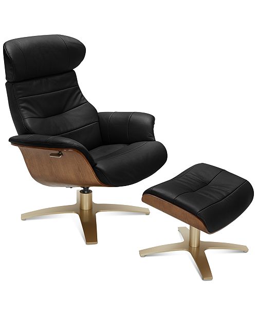 Furniture Annaldo Leather Swivel Chair Ottoman 2 Pc Set Reviews Recliners Furniture Macy S