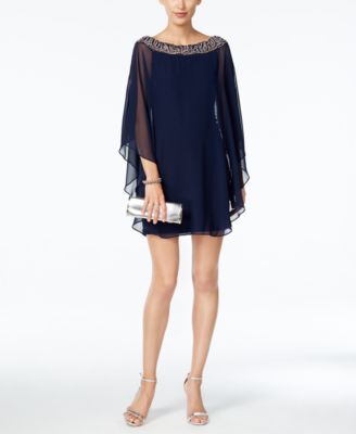 chiffon cape overlay dress