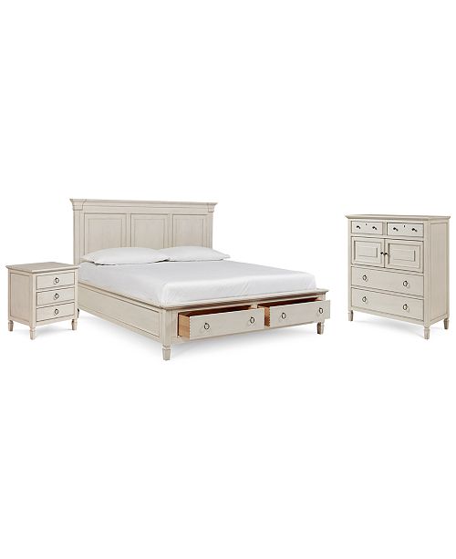 Furniture Sag Harbor White Bedroom Furniture Collection 3 Pc Set Queen Storage Platform Bed Chest Nightstand Reviews Furniture Macy S