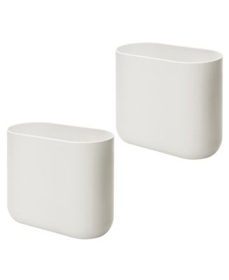 Небольшое пластиковое овальное мусорное ведро IDesign объемом 1,9 галлона / 7 л, 2 упаковки белого цвета