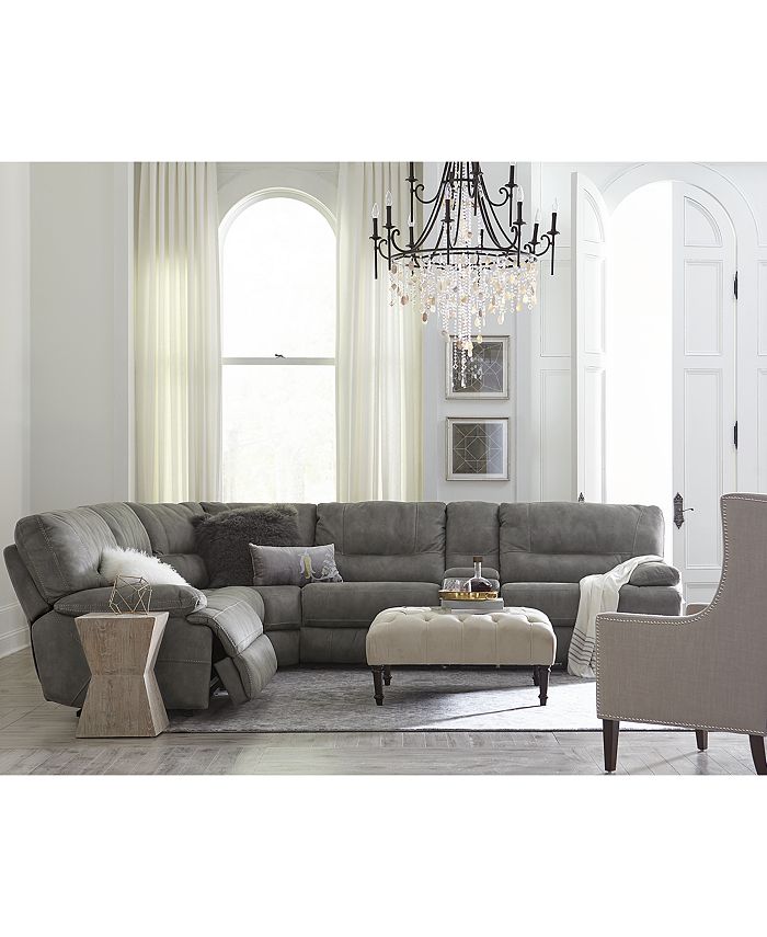 Furniture CLOSEOUT! Liam 5pc Fabric Sectional Sofa with 3 Power