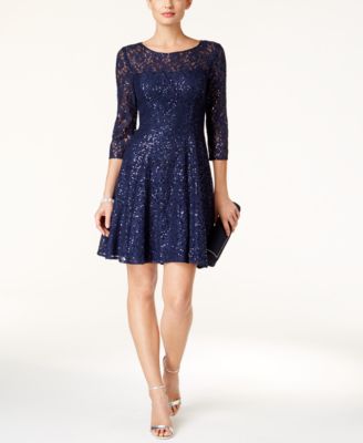 sl fashions sequined lace midi dress