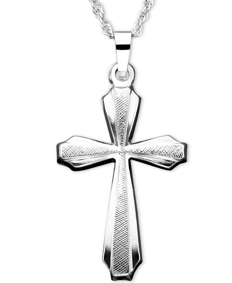 14k White Gold Florentine Cross Pendant   Necklaces   Jewelry