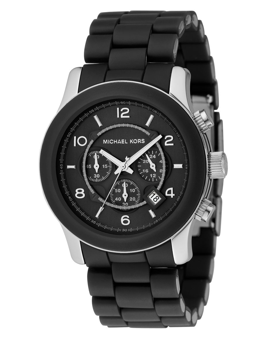 Michael Kors Watch, Mens Chronograph Runway Black Polyurethane and