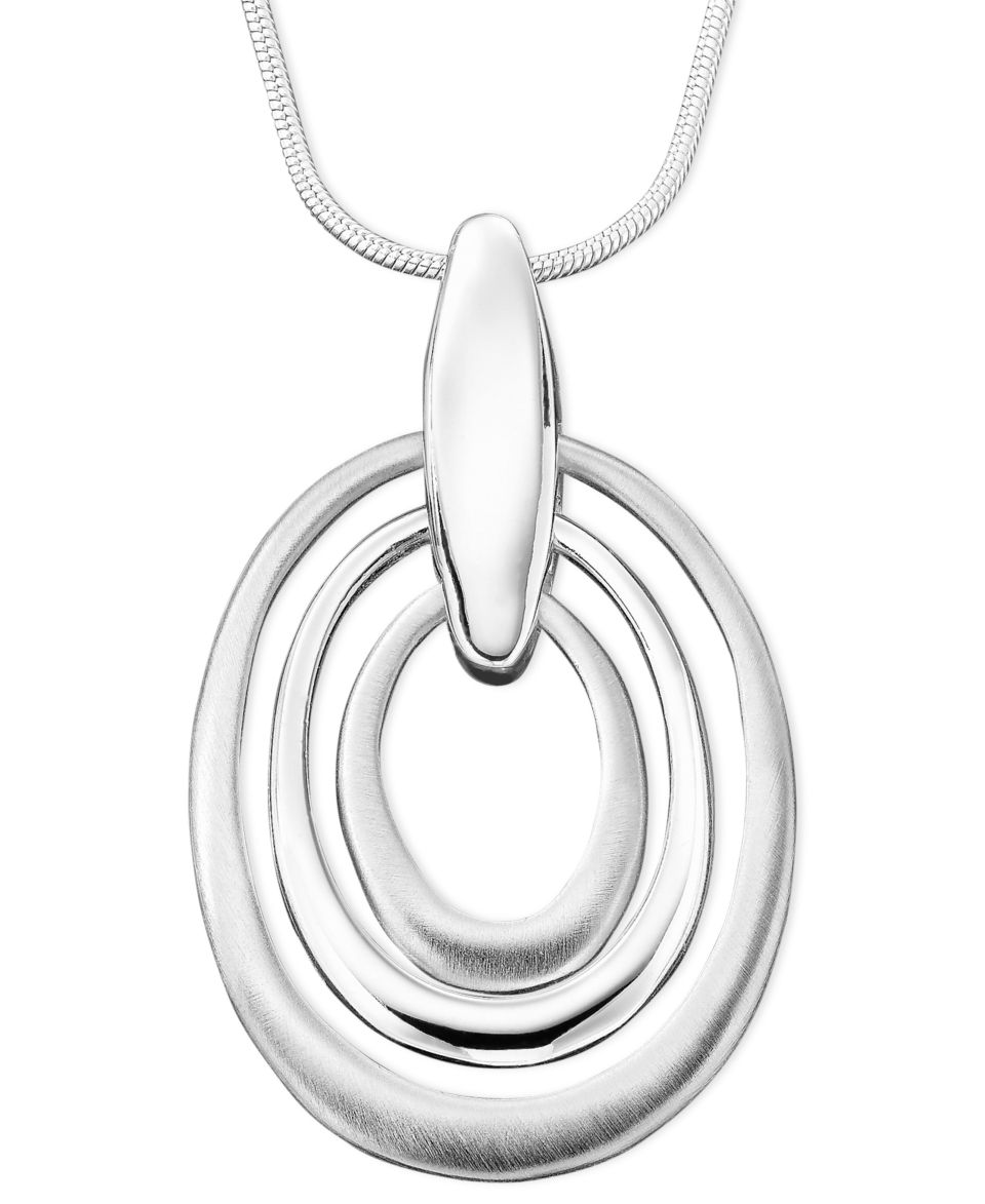 Giani Bernini Sterling Silver Necklace, Matte Oval Pendant   Necklaces