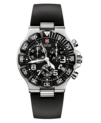 Victorinox Swiss Army Watch, Men's Chronograph Black Rubber Strap ...