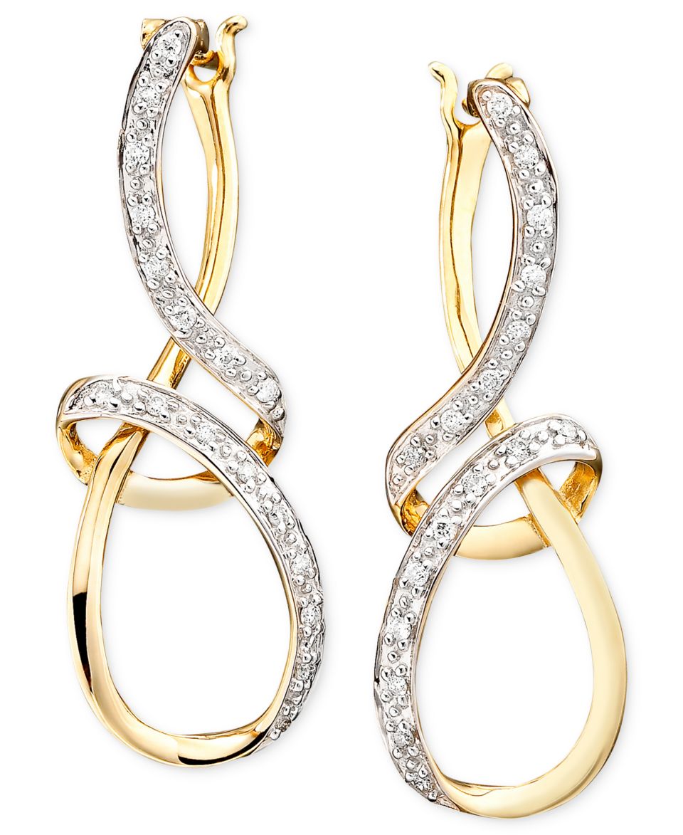 Diamond Earrings, 14k Gold Diamond Ribbon (1/10 ct. t.w.)   Earrings   Jewelry & Watches