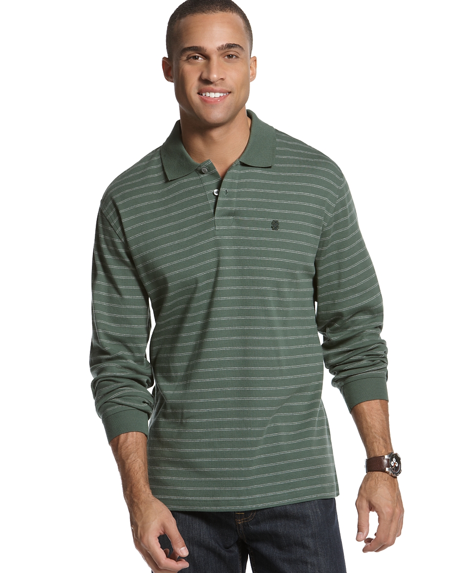    Izod Shirt, Long Sleeved Striped Polo Shirt  