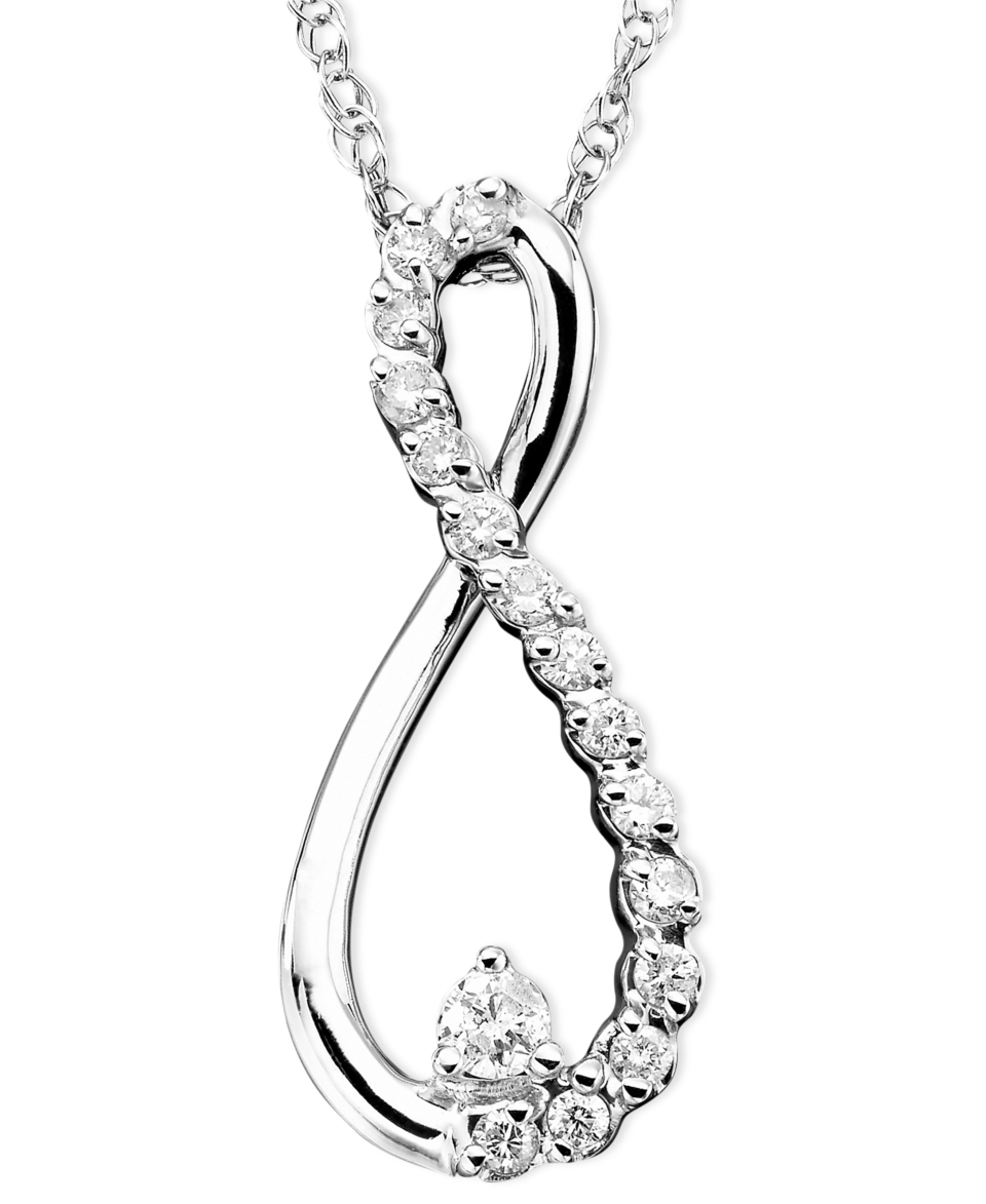 Diamond Necklace, 10k White Gold Diamond Infinity Necklace (1/10 ct. t.w.)   Necklaces   Jewelry & Watches