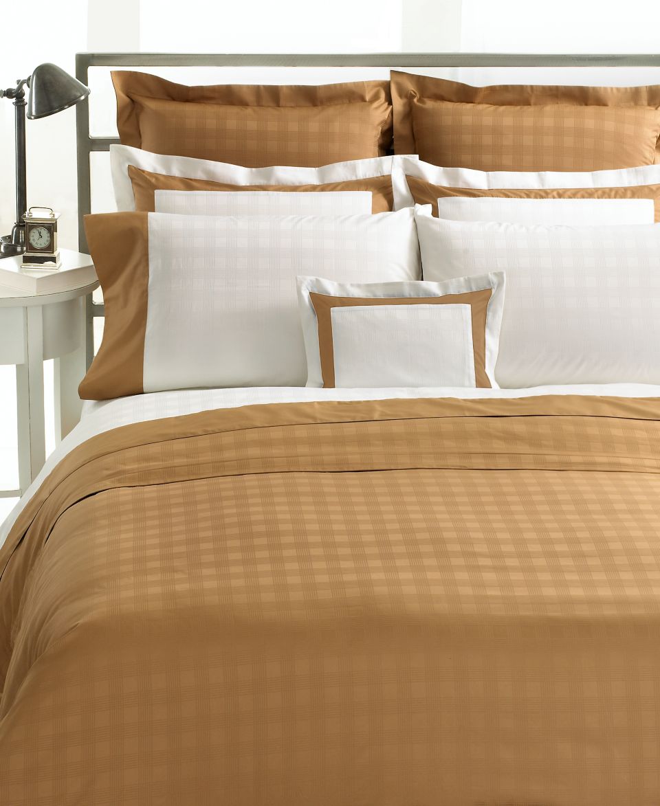 Lauren Ralph Lauren Bedding, White Solid with Camel Glen Plaid Queen