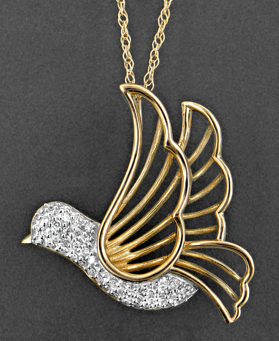 14k Gold Pendant, Diamond Bird (1/10 ct. t.w.)   Necklaces   Jewelry & Watches