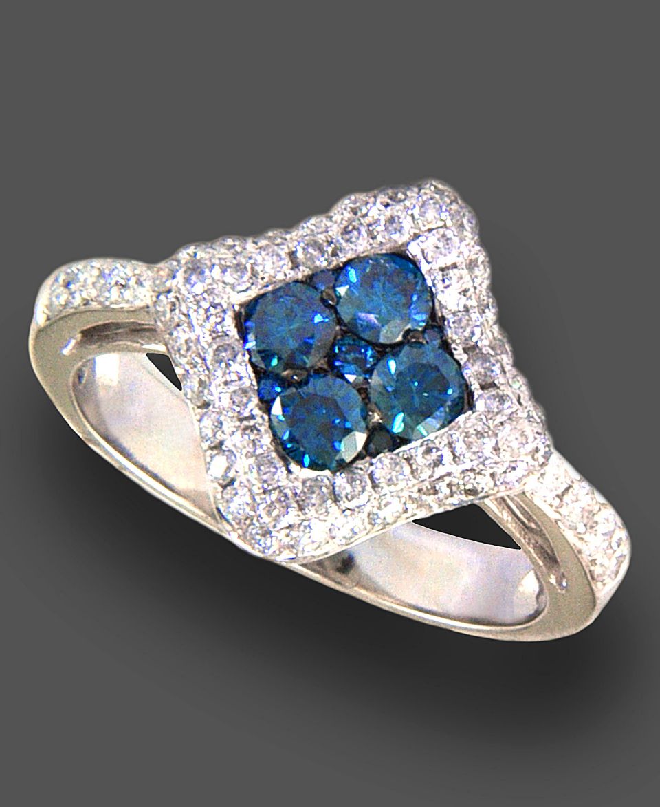 Bella Bleu by Effy Collection 14k White Gold Ring, White and Caribbean