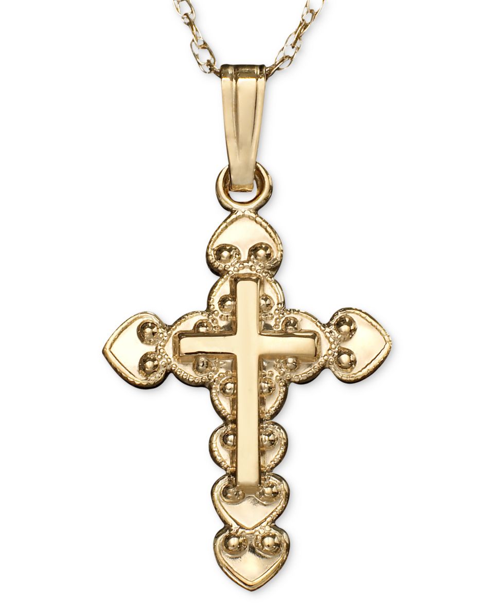 Childrens 14k Gold Diamond Accent Cross Pendant   Necklaces   Jewelry & Watches