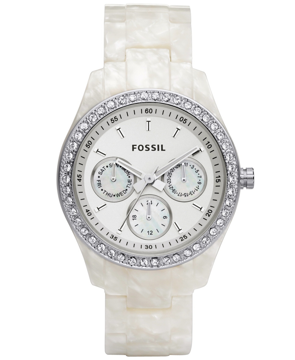 Fossil Watch, Womens Stella White Pearlized Plastic Bracelet 37mm