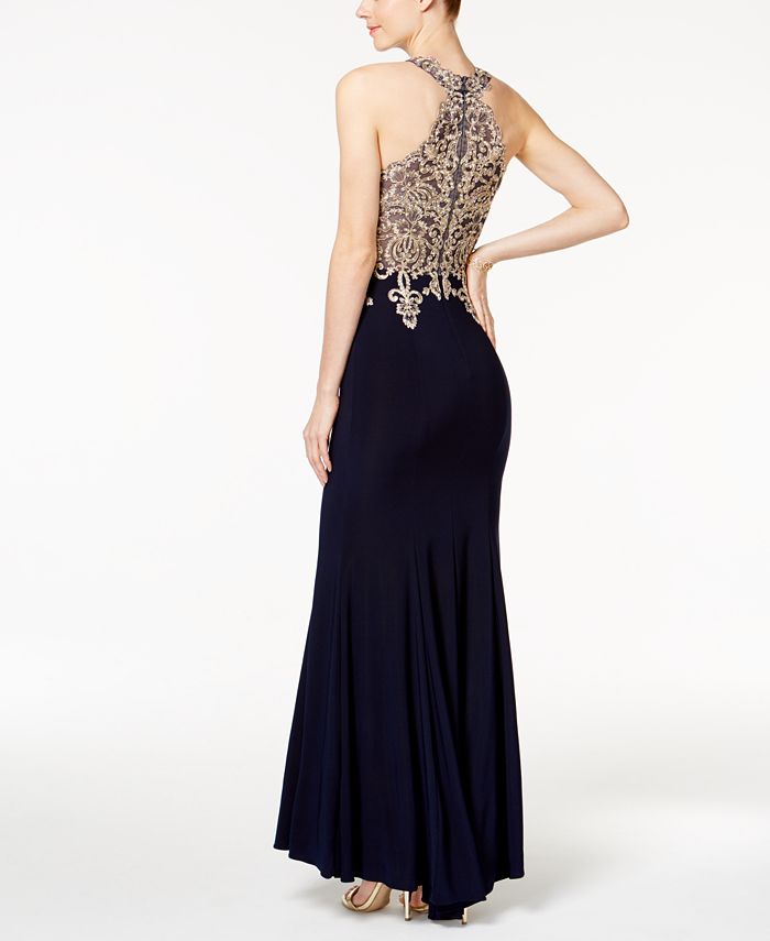 xscape embroidered lace ballgown