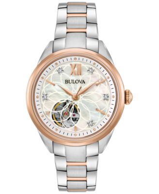 bulova women's two tone diamond watch