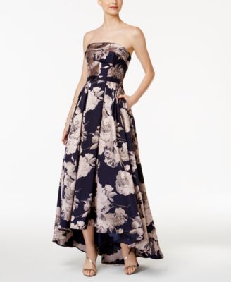 strapless floral gown