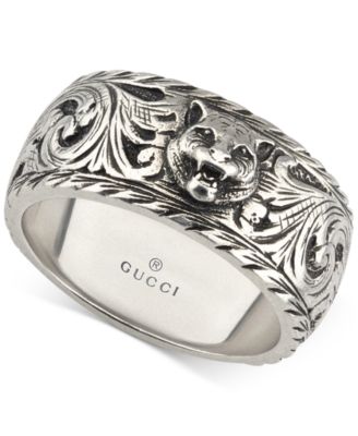 Sterling Silver Cat Head Patterned Band 